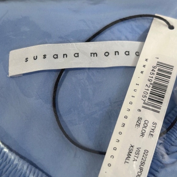 Susana Monaco Off The Shoulder High Low Hem Dress Vista/Blue Size XS - NWT - Picture 10 of 11